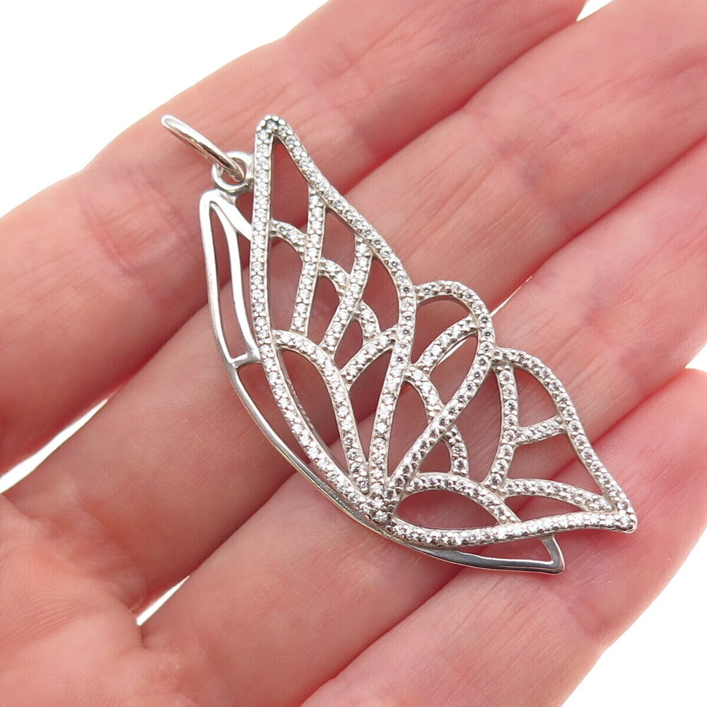 Pandora 925 Sterling Silver Round-Cut C Z Butterfly Pendant